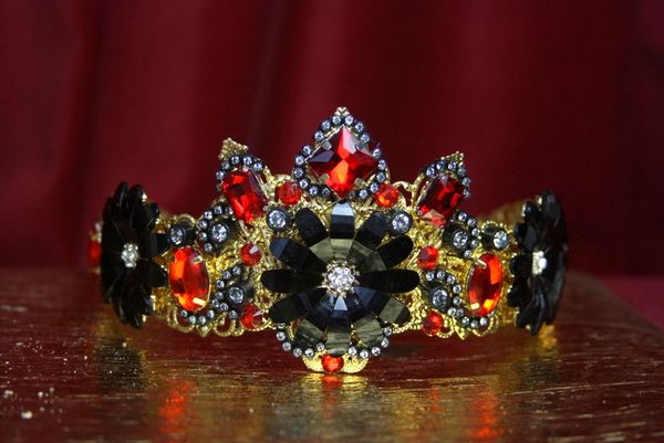 SOLD! 2300 Elegant Simple Black Flower Crystal Tiara Crown