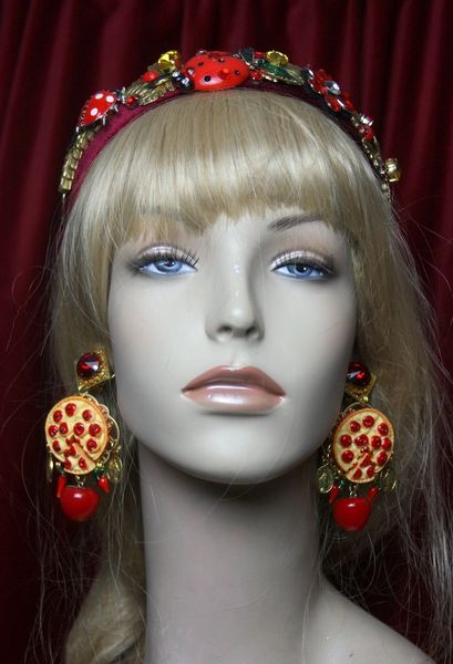 SOLD! 2308 Baroque Designer Inspired Pizza Tomato Chilly Fancy Studs Earrings