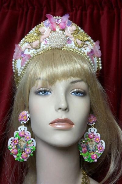 SOLD! 2352 Russian Cocoshnik Faced Cherubs Butterfly Crown Headband