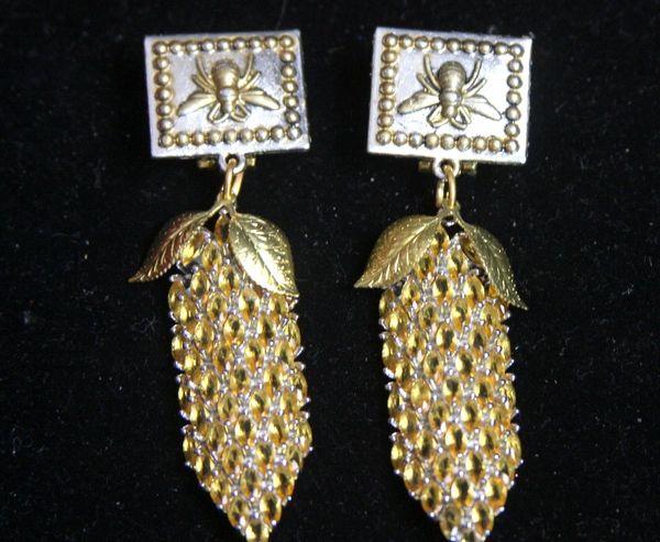 SOLD! 2365 Genuine Citrine Pineapple Bee Baroque Studs Earrings