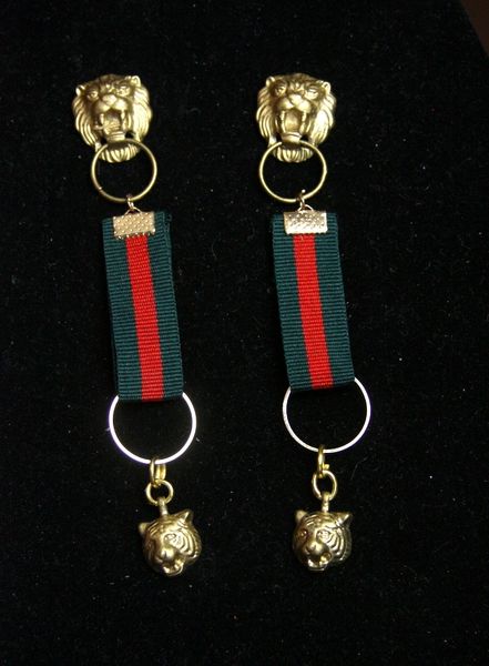 SOLD! 2402 Designer Inspired Tiget Lion Ribbon Earrings