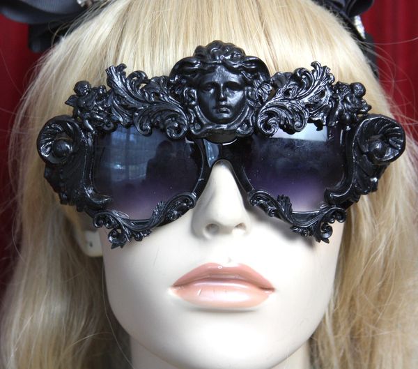 SOLD! 2500Sided Total Baroque Black Medusa Curves Embellished Sunglasses