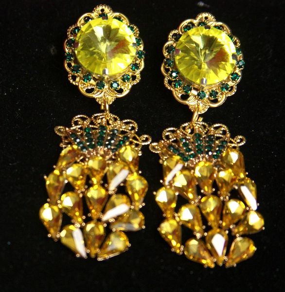SOLD! 2515 Baroque Rococo Crystal Citrine Pineapple Earrings