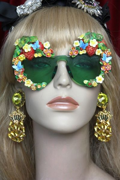 SOLD! 2517 Strawberry Hand Painted Butterfly Embellished Sunglasses
