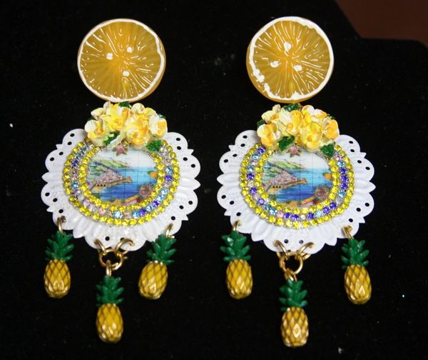 SOLD! 2541 Taormina Orange Pineapple Studs Earrings