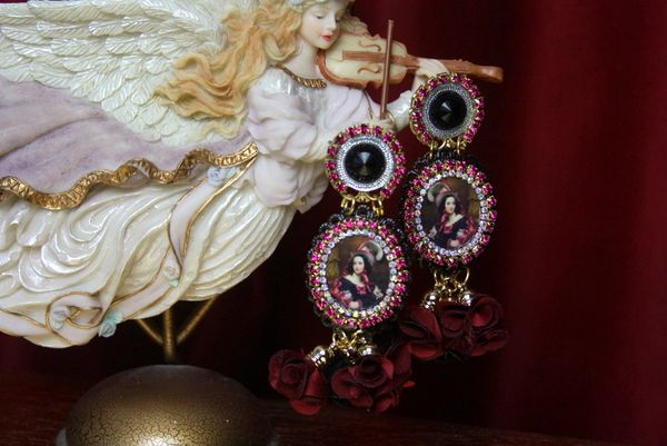 SOLD! 2542 Victorian Lady Tassel Cameo Stunning Earrings