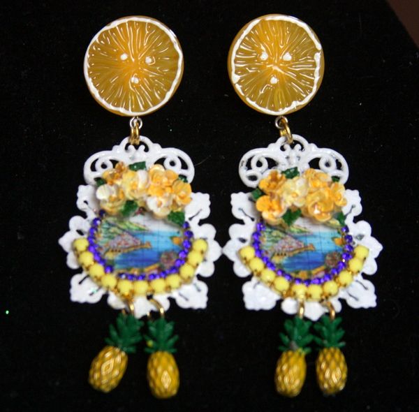 SOLD! 2584 Taormina Orange Pineapple Studs Earrings
