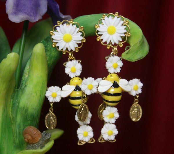 2605 Baroque Daisy Bee Coin Cross Earrings
