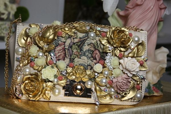 SOLD! 1480 Tapestry Victorian Flower Embellished Handbag