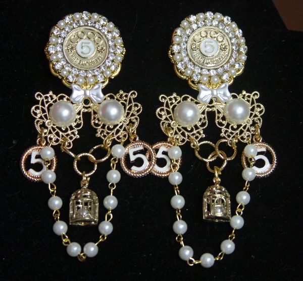 SOLD! 2639 Madam Coco Stunning Unusual Charms Studs Earrings Light Weight