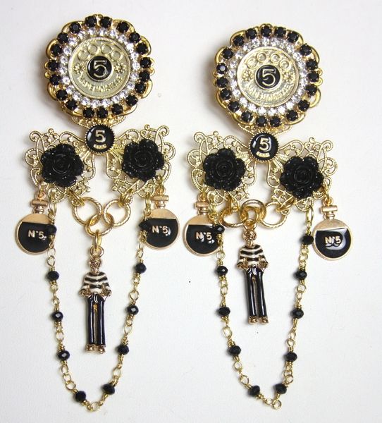 SOLD! 2640 Madam Coco Stunning Unusual Sailor Charms Studs Earrings Light Weight