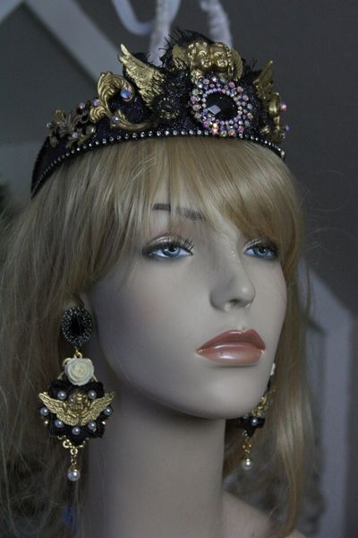 SOLD! 339 Total Baroque Beautiful Cherub Swarovski Unique Rhinestone Crown Headband Tiara