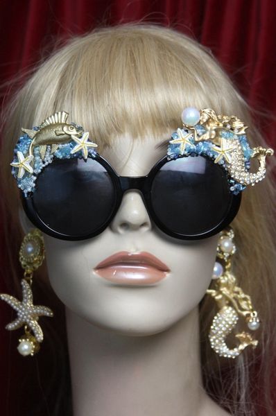SOLD! 2701 Set Of Earrings+ Mermaid Embellished Sunglasses