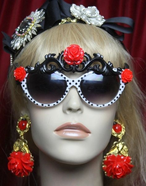 2738 Polka Dot Baroque Rose Embellished Sunglasses
