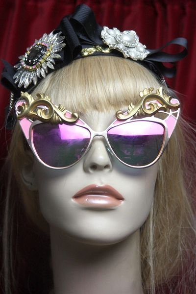 Runway Designer Inspired Cat Eye Pink Fire Fancy Sunglasses, Zibellini  Handmade Jewelry