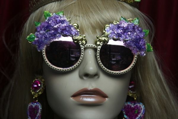 SOLD! 2747 Baroque Hydrangea 3D Effect Gold Filigree Baroque Sunglasses