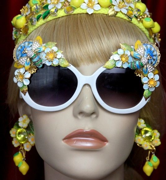 SOLD! 2806 Baroque Bee Flower Hand Painted Embellished Sunglasses
