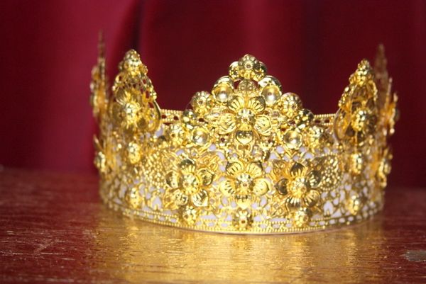 SOLD! 2865 Gold Filigree Flower Baroque Crown Headband