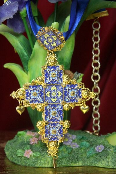 SOLD! 2954 Baroque Sicilian Enamel Mosaic Stunning Huge Cross Choker