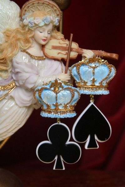 SOLD! 2959 Spring 2018 Hand PaintedCrown Playing Cards Earrings