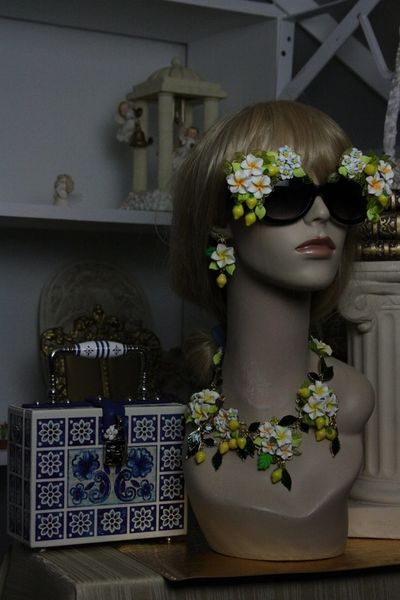 SOLD! Spring 2016 Lemon Fruit Flower Set Necklace Plus Earrings