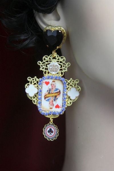 SOLD! 3015 Playing Cards Victorian Massive Earrings