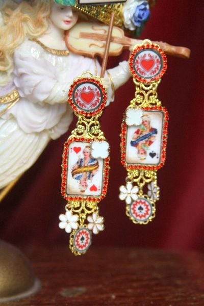 SOLD! 3016 Queen Of Hearts Playing Cards Earrings 2018