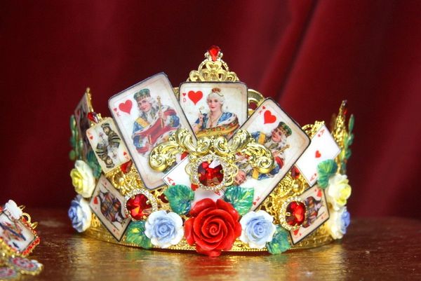 SOLD! 3021 Playing Cards Victorian Roses Crown Headband