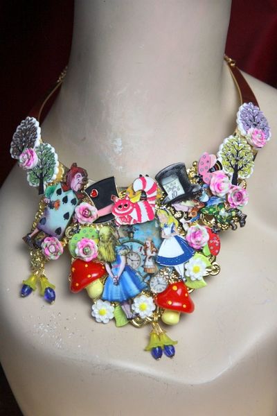 SOLD! 3024 Set Of Alice In Wonderland Adorable Necklace+ Earrings