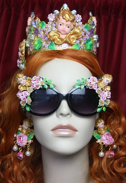 SOLD! 3617 Total Baroque Faced Cherubs Vintage Style Hand Painted Embellished Sunglasses