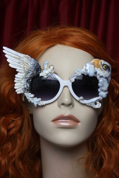 SOLD! 3129 Hand Painted Unusual Unisex Vivid Eagle Wing Sunglasses