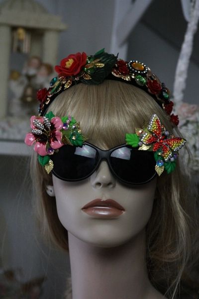 SOLD! 375 Art Nouveau Enamel Flower Crystal Butterfly Unusual Fancy Sunglasses Eye Wear