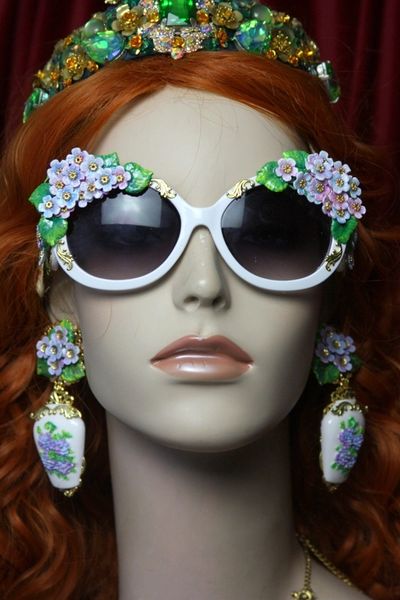 SOLD! 3269 Sided Hand Painted Hydrangea Baroque Embellished Sunglasses