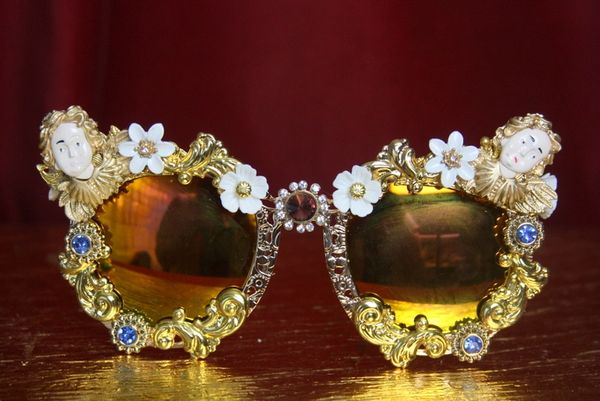 SOLD! 3288 Baroque Gold Filigree Cherubs Angels Embellished Sunglasses