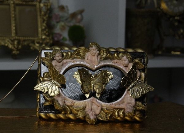 SOLD COLLECTIBLE Total Baroque 3D Effect Glitter Cherub's Gold Butterfly Purse Handbag Crossbody Clutch