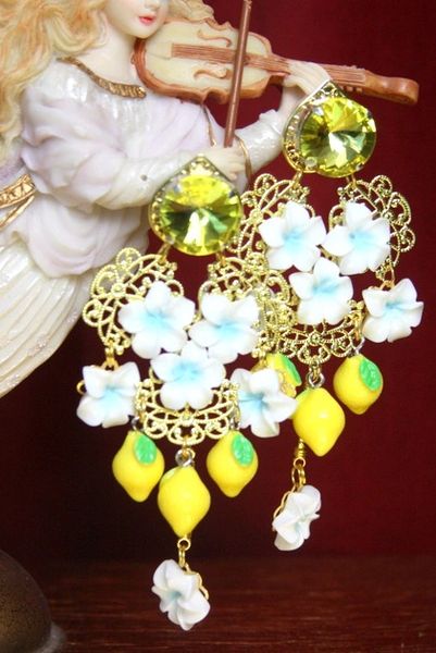 SOLD! 3382 Sicilian Lemon Flower Lemon Earrings