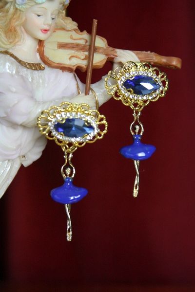 3430 Stunning Delicate Blue Enamel Ballerina Crystal Studs Earrings