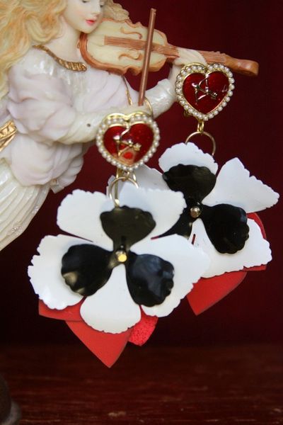 SOLD! 3462 Designer Inspired Violet Heart Massive Studs Earrings