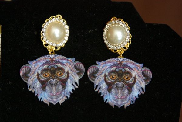 SOLD! 3463 Monkey Pearl Studs Earrings