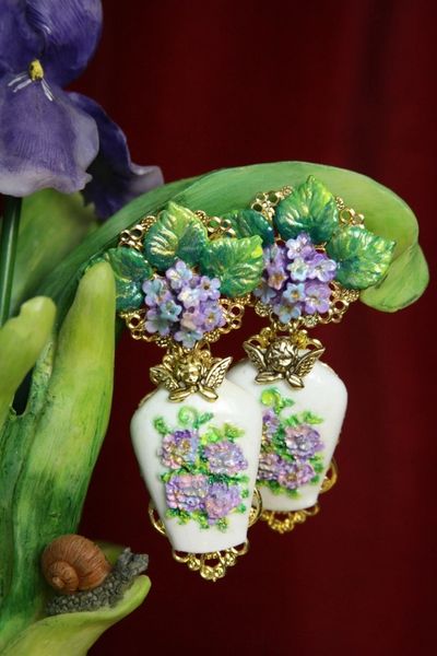 SOLD! 3471 Sicilian Vase Hand Painted Flower Earrings