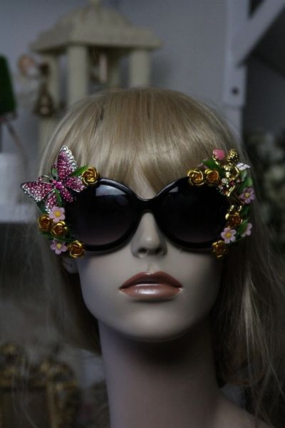 SOLD! 425 Cherub Heart Rhinestone Butterfly Embellished Fancy Eyewear Sunglasses