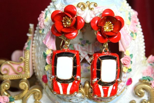 SOLD! 3486 Baroque Designer Inspired Car Rose Studs Earrings