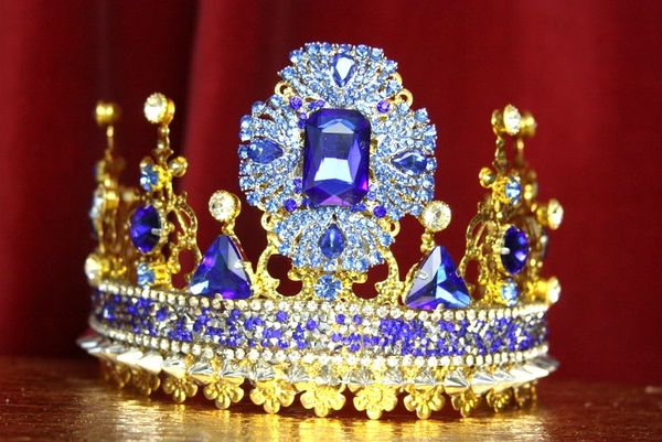 SOLD! 3524 Medieval Blue Crystal Spikes Stunning Crystal Crown Headband