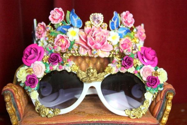 SOLD! 3558 Total Baroque Flower Cherub Detailed Embellished Sunglasses