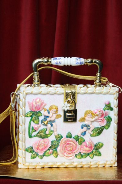 3568 Baroque Cherubs Hand Painted Rose Trunk Handbag | Zibellini ...