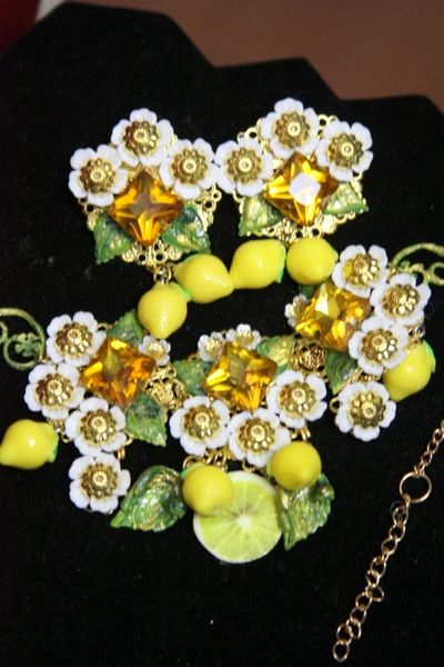 SOLD! 3600 Set Of Crystal Lemon Fruit Bracelet+ Earrings