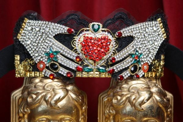 SOLD! 3610 Crystal Hands Heart Unusual Embellished Waist Belt