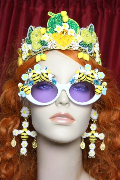 SOLD! 3681 Baroque Embellished Bee Sided Flower Sunglasses