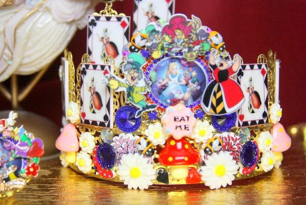 SOLD! 3687 Set Of Earrings +Alice In Wonderland Adorbaled Crystal Flower Crown Headband
