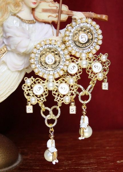 SOLD! 3715 Madam Coco Pearl Number 5 Massive Earrings